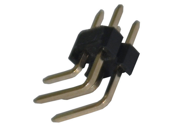 Right Angle Dual Row Pin Header Connector 2.54mm X 2.5mm Insulation Resistance