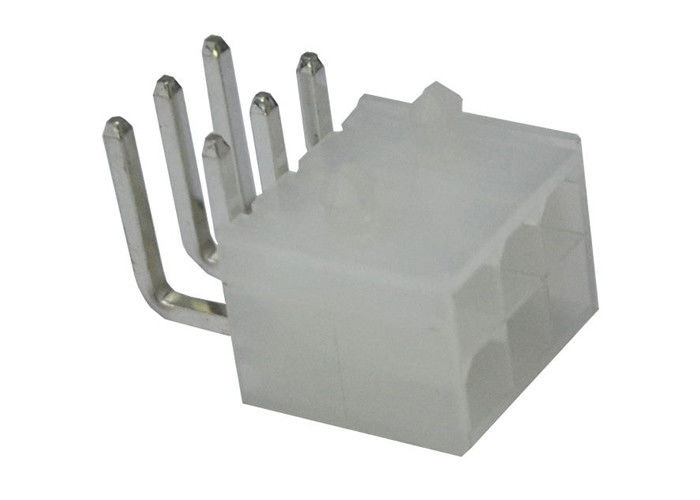 White Right Angle 6 Pin Header Wafer Pcb Wire To Board Connectors 30m Ohm