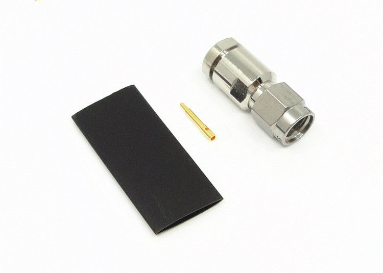 Nickel Plated SMA Plug Connector , RF Coaxial Connector 335VRMS Rated Voltage