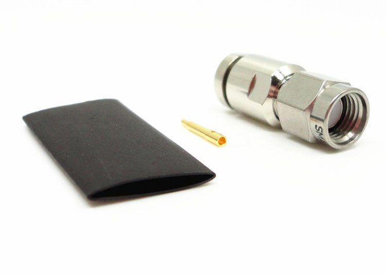 Nickel Plated SMA Plug Connector , RF Coaxial Connector 335VRMS Rated Voltage