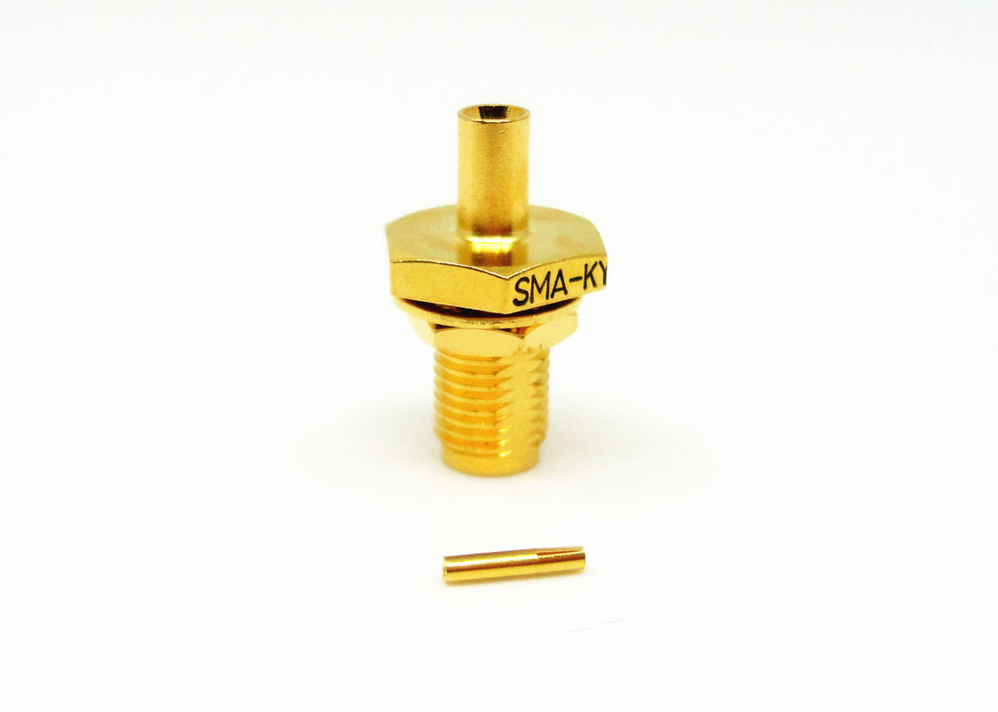 High Reliable Female Bulkhead RF SMA Cable Connector Gold Plated For 086 Cable