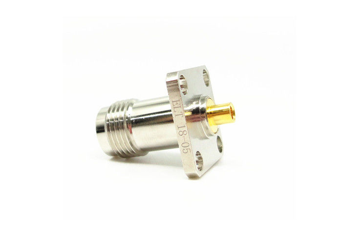 Four Hole Flange Mount TNC RF Connector Female 50Ohm 11GHz For Microwave
