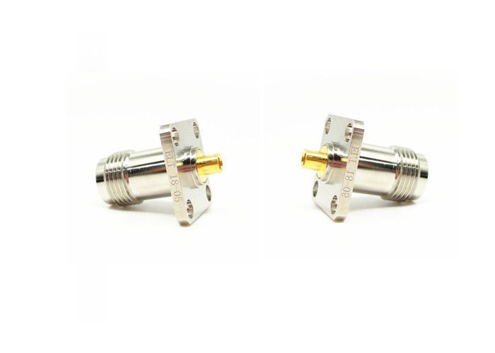 Four Hole Flange Mount TNC RF Connector Female 50Ohm 11GHz For Microwave
