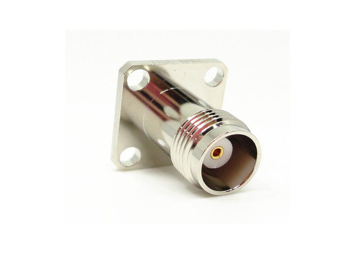 Four Hole Flange Mount TNC RF Connector Female 50Ohm 11GHz For Microwave