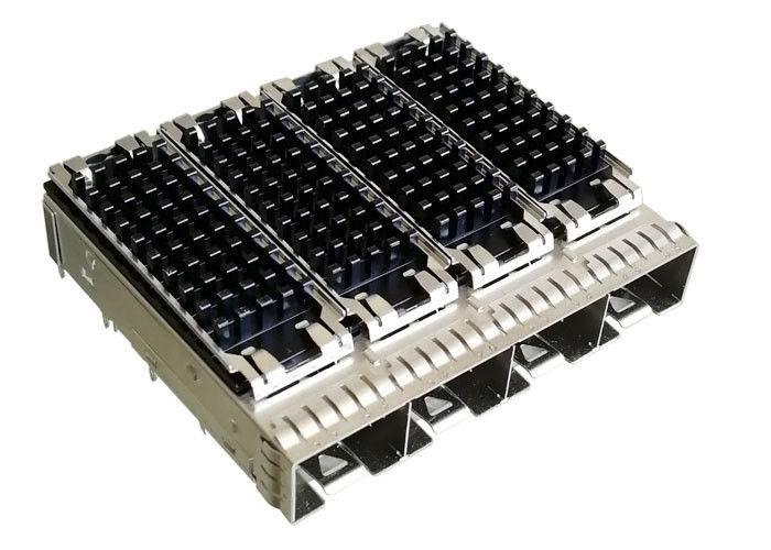 4 Ports SFP Port Connector Copper Alloy Cage Material EMI Shield For 10G Ethernet