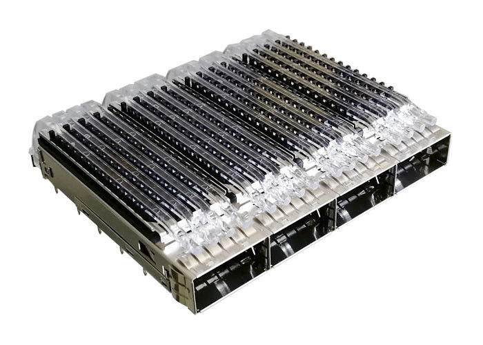 Copper Alloy Ganged Qsfp28 SFP Cage Connector Four Ports ISO 9001 ISO 14001 Approve