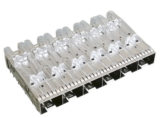 Press Fit SFP Socket SFP Cage Connector 1x6 Multiple Port With EMI Finger Spring