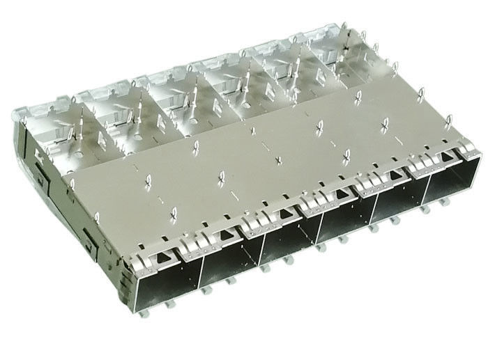 Press Fit SFP Socket SFP Cage Connector 1x6 Multiple Port With EMI Finger Spring