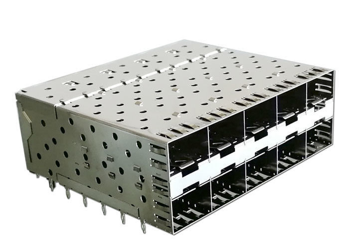 2 X 5 Stacked SFP Case With Integrated Interface Connector With EMI Finger Spring
