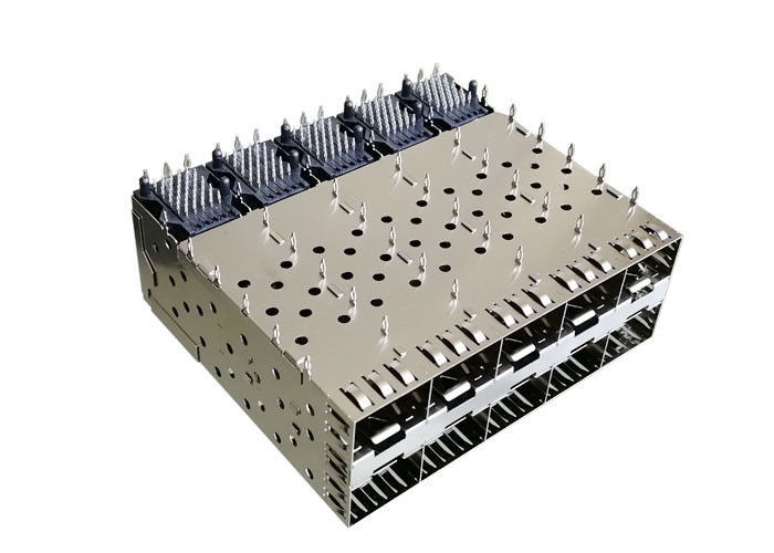 2 X 5 Stacked SFP Case With Integrated Interface Connector With EMI Finger Spring
